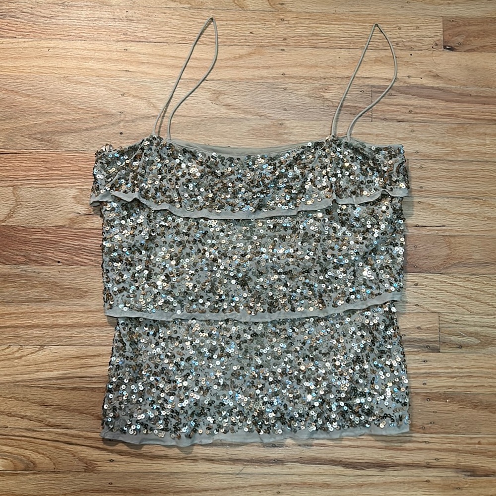Zara Woman Gold Sequin Top